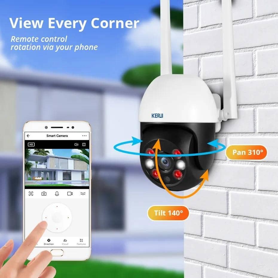 KERUI 3MP 5MP PTZ WiFi IP belaidė kamera Tuya Smart Outdoor Home ...