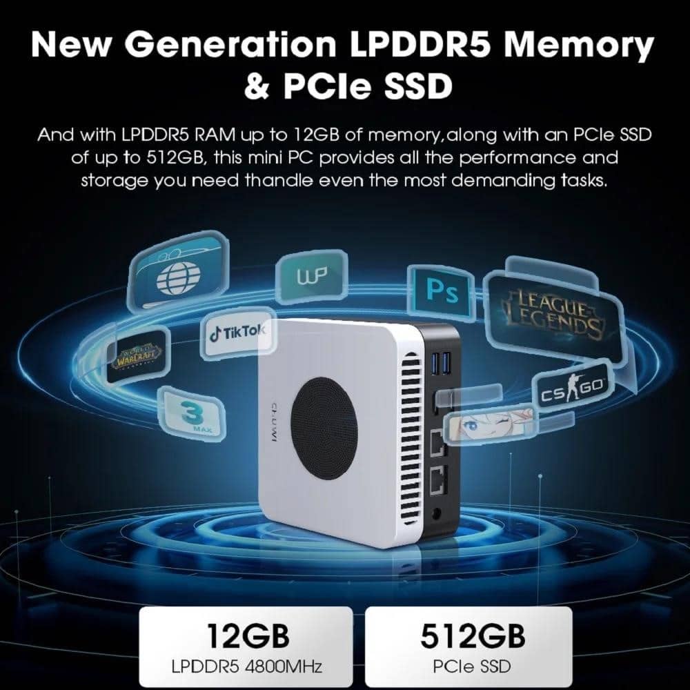 CHUWI LarkBox X Mini PC Intel N100 žaidimų PC UHD grafika, skirta