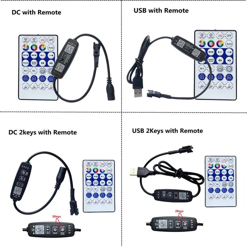 WS2811 WS2812B SK6812 Bluetooth muzikos RGB LED valdiklis Integruotas ...
