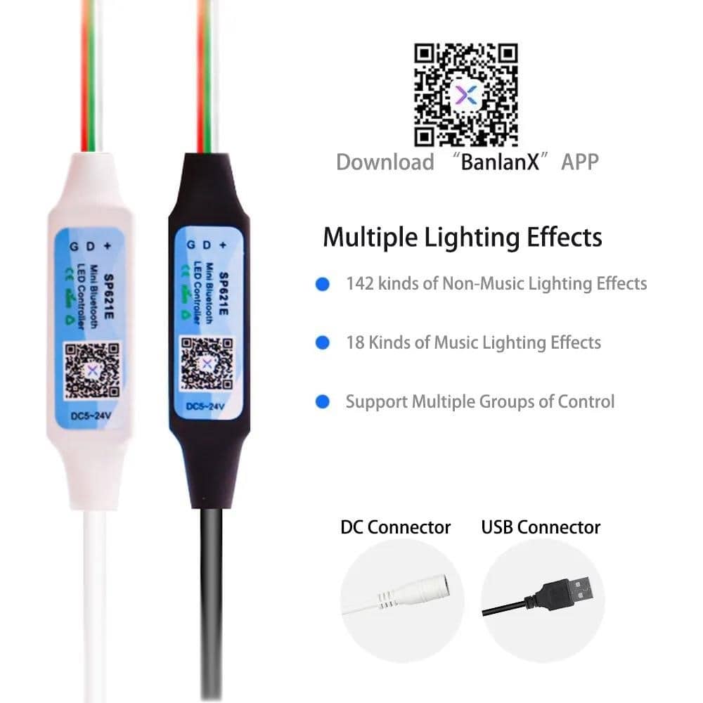 Mini WS2812B WS2811 LED pikselių juostos šviesos valdiklis 3 klavišai ...