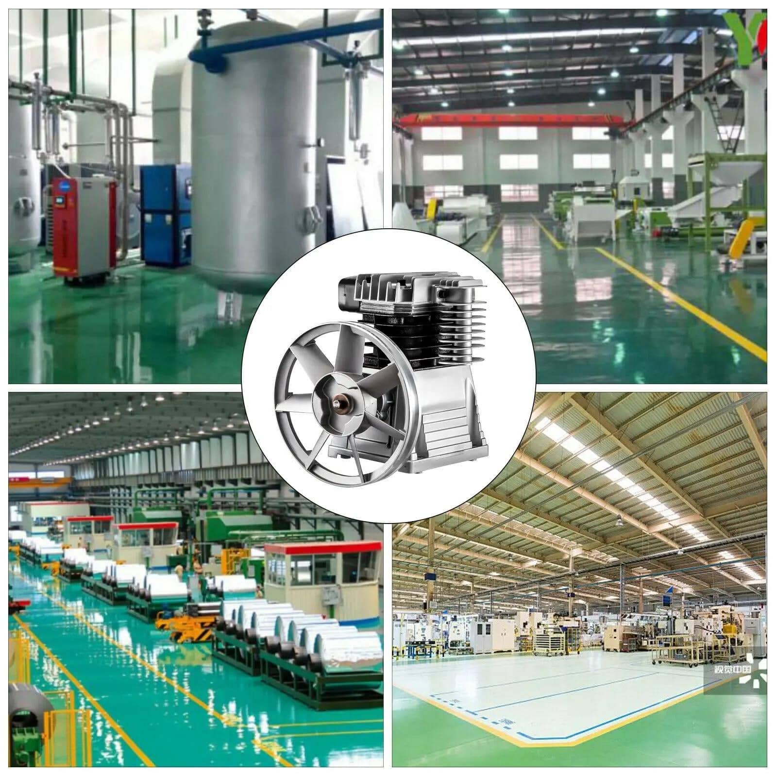 VEVOR Industriële luchtcompressorkop, pompmotor, 3 pk, 160 psi, 1300 tpm, 1 fase 11 bar, cilinderpomp van aluminium hoofdconstructie