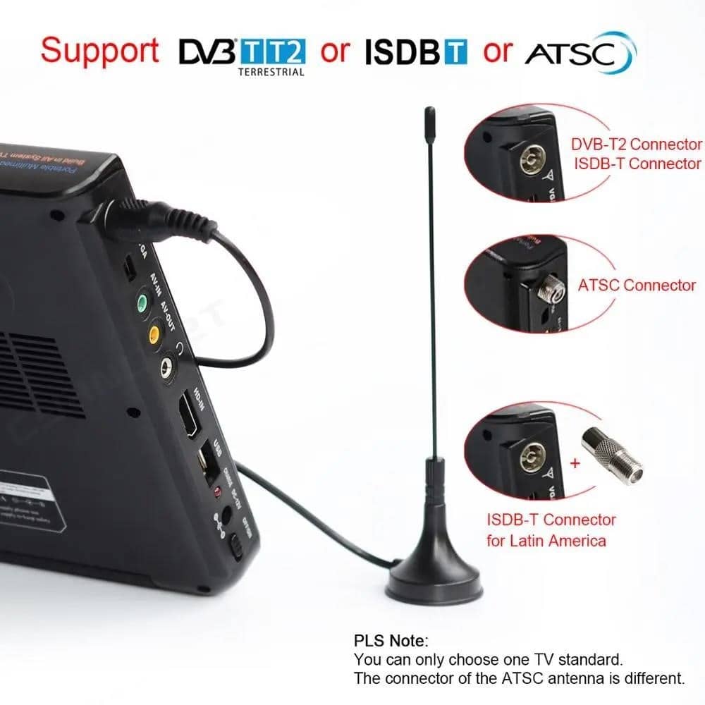 LEADSTAR 10 colių HD nešiojamasis televizorius DVB-T2 ATSC ISDB-T tdt ...