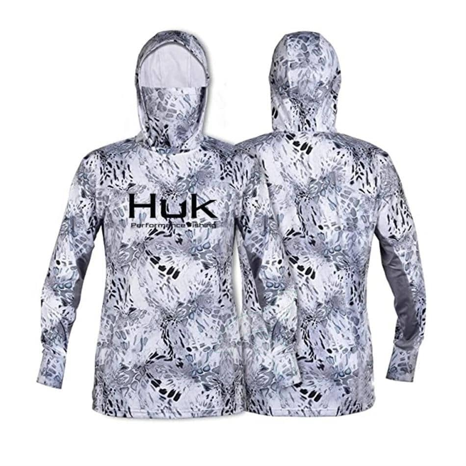 HUK Žvejybos marškinėliai UPF 50+ su gobtuvu Veido dengiamieji drabužiai,  apsaugantys nuo UV spindulių, ilgomis rankovėmis Hoodie Vyriška veido kaukė  Camisa De Pesca - Sportas ir pramogos - Insaitas